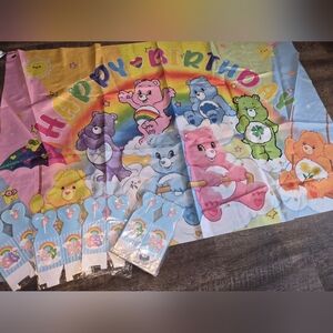 Colorful Care Bears Birthday Banner And Goodie Snack Party Favor Boxes Bundle